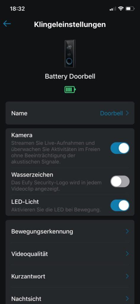 eufy App Einstellungen Türklingel