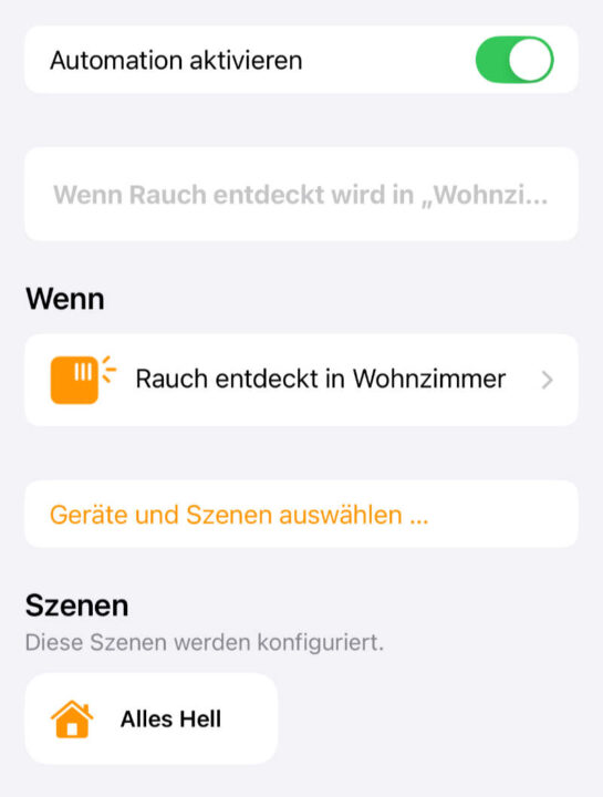 Rauchmelder Automation Apple Home