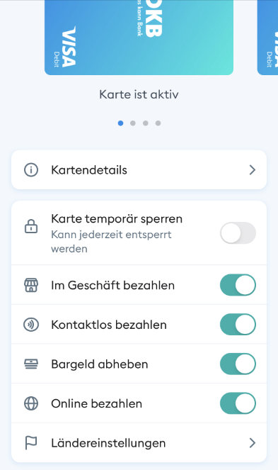 DKB VISA Einstellungen App